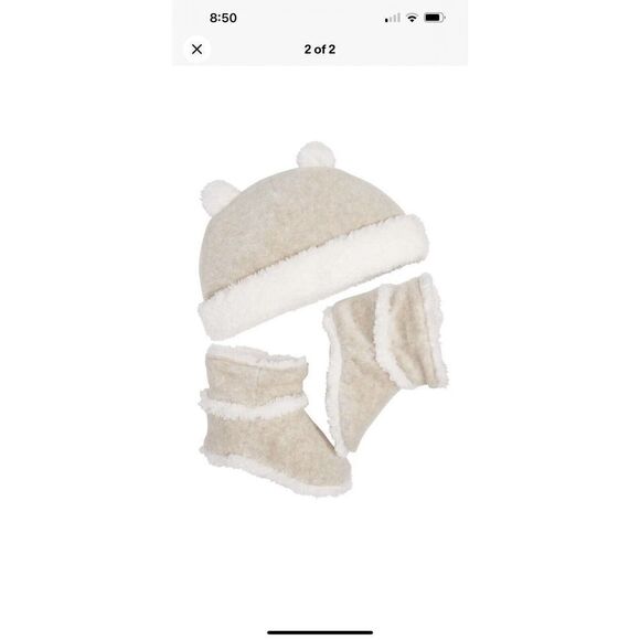 First Impressions Baby Boys or Girls Velour Bear Hat and Bootie Set, 6/12Months - Picture 4 of 7